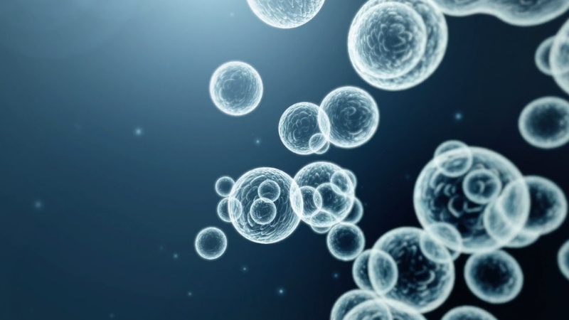 Microscopic extracellular vesicles floating in fluid, linked to how cancer spreads between organs