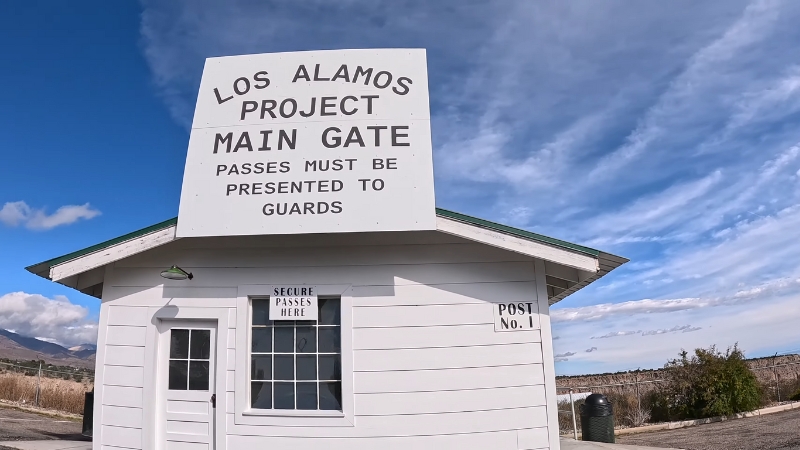 Los Alamos Project main gate where access was tightly controlled during World War II