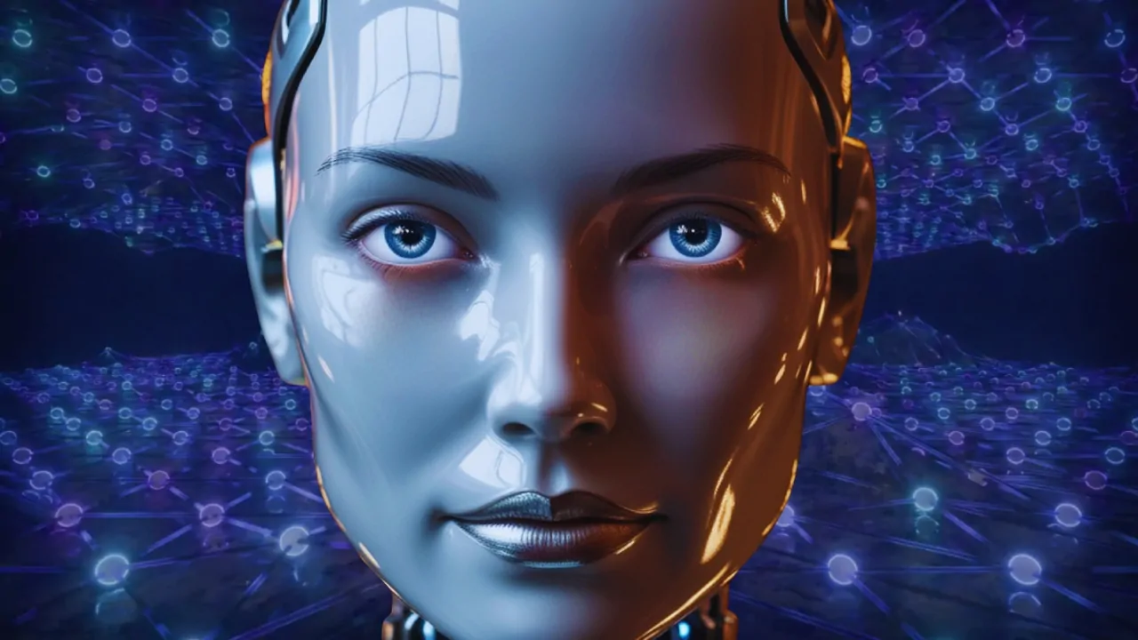Close-up of a humanoid robot face representing efforts to shut AI down in controlled tests