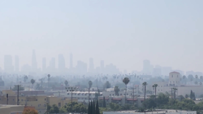 City skyline covered in heavy smog and haze