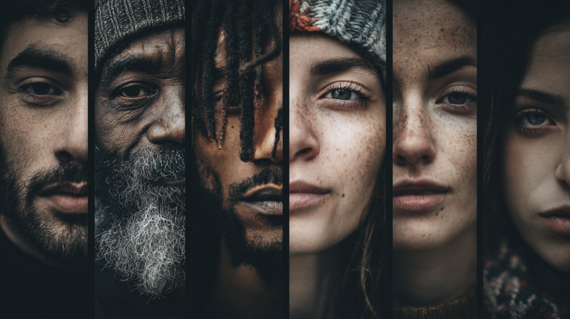 Collage of different people with varied ages and ethnicities shown side by side
