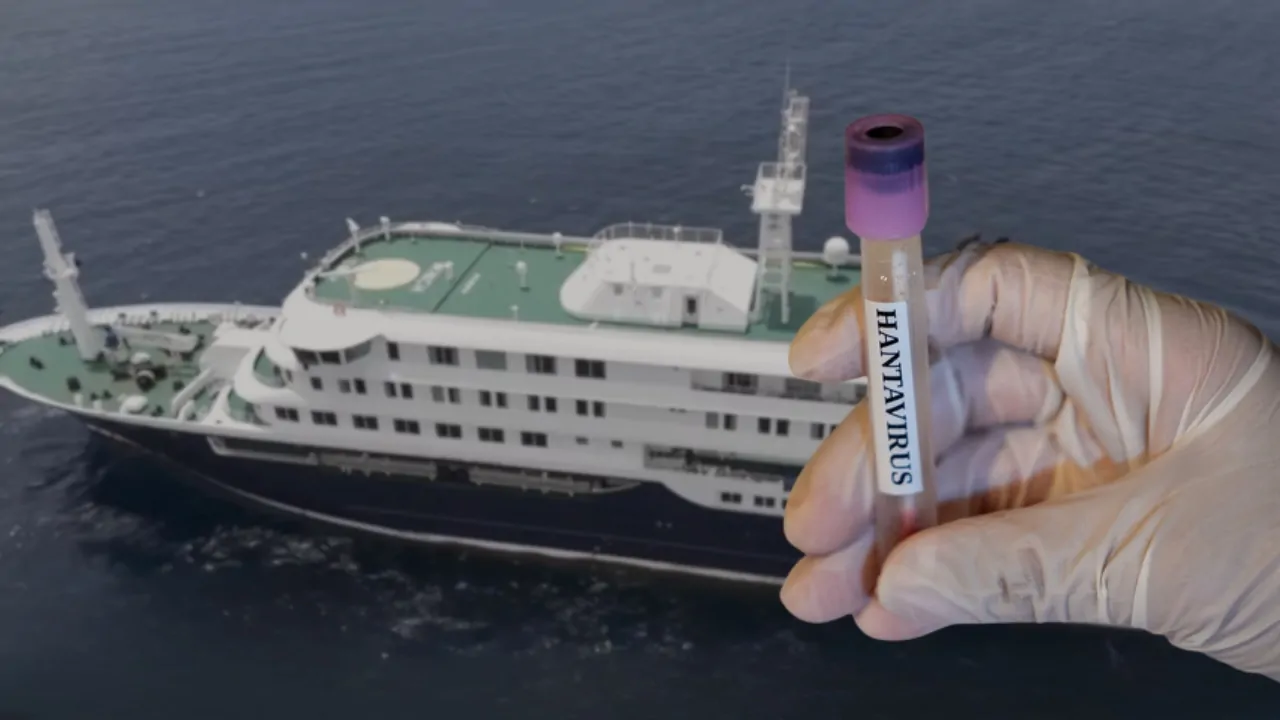 Passenger from the MV Hondius evacuation holds a hantavirus test sample after transfer to Nebraska