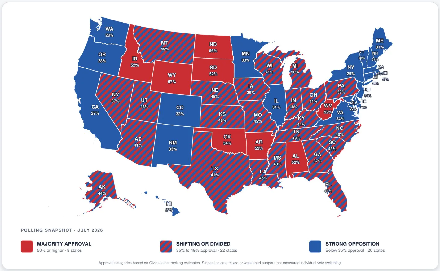 Donald Trump State Approval Map