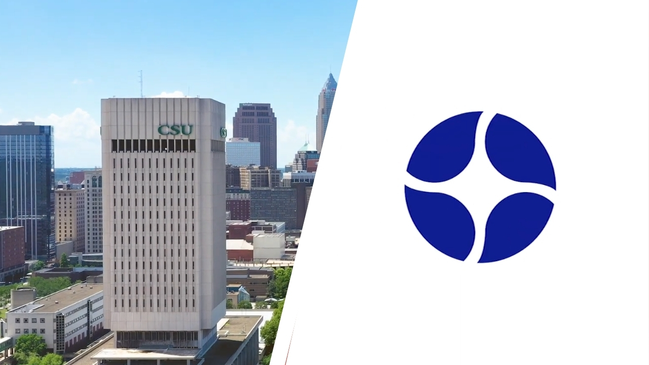 Cleveland State University campus beside the Ideastream Public Media logo