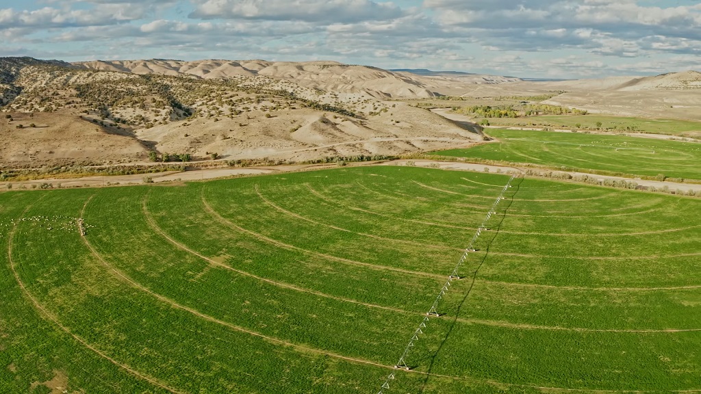 Irrigated farmland in Colorado’s dry landscape