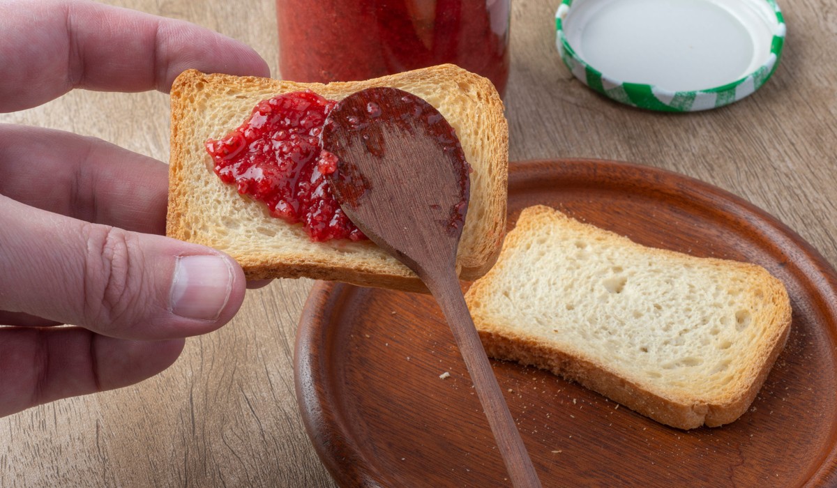Jam on a bread